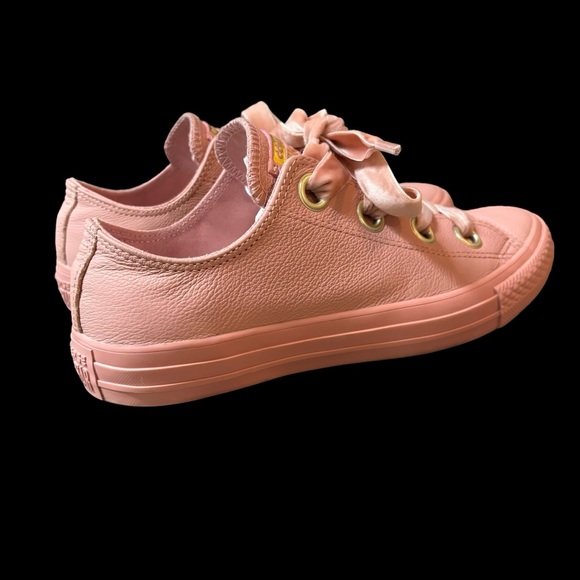 CONVERSE ALL STAR LowTop Antique Rose Leather Velvet Wide Lace Sneaker Gold Trim - Picture 3 of 15